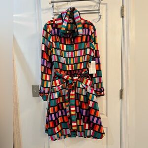 NWT Samuel Dong Colorful Geometric Patterned Coat